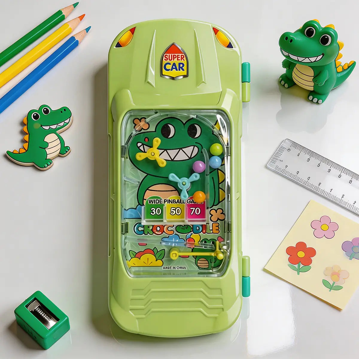 Light Green Crocodile Magic Car Lock Pencil Box for Girls Trending Accessories