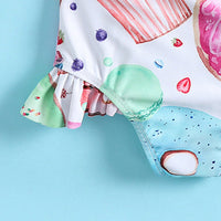 Girls White Lollipops Swimwear Bodysuit Beachwear
