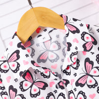 Girls Multicolor Butterfly Printed Shirt With Shorts Set 2 pc. Sets