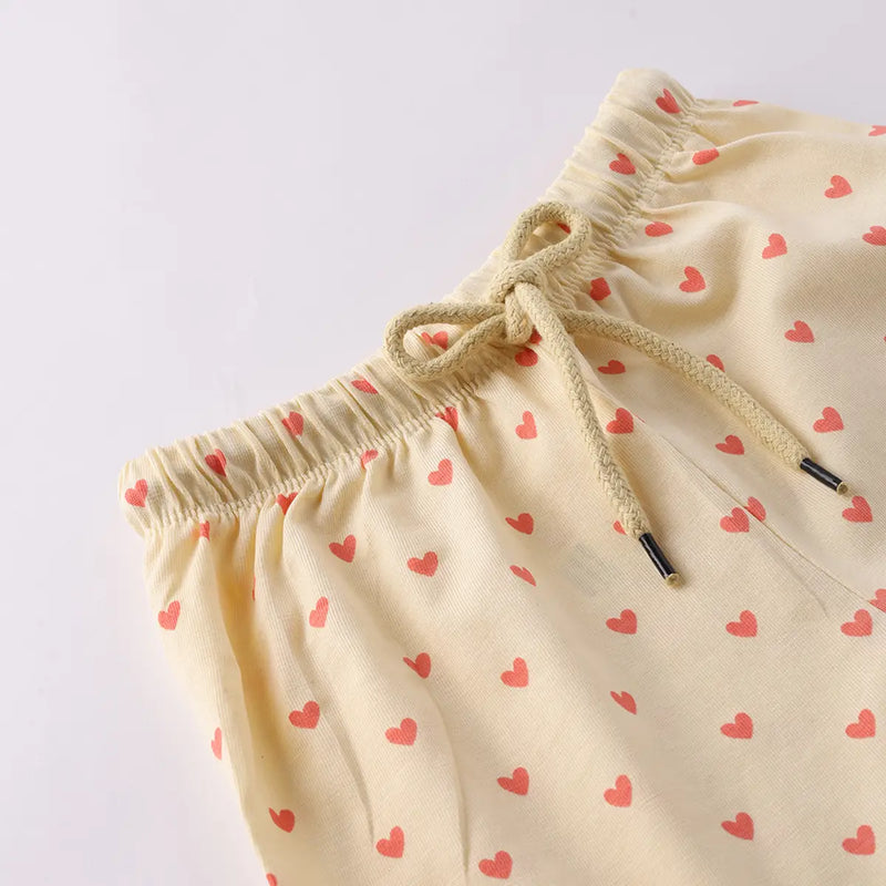 Girls Coral Animal Graphic Short Sleeves Top With Polka Dot Elasticated Shorts Sets Sets