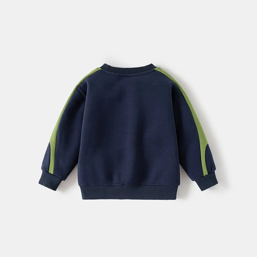 Boys Navy Blue Colorblocked Sweatshirt With Jogger Co-ord Sets Sets