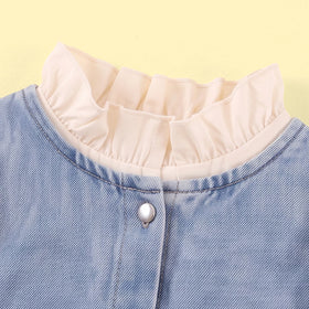 Girls Blue Sleeveless Denim Vest With Top And Denim Pants Sets 3 pc. Sets