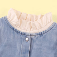 Girls Blue Sleeveless Denim Vest With Top And Denim Pants Sets 3 pc. Sets