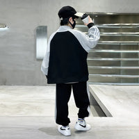 Boys Black Embroidered Sweatshirt With Jogger Sets Sets