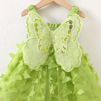 Girls Green Butterfly Applique Fit & Flare Dress Casual Dresses