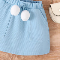 Girls Textured Sleeveless Top With Light Blue Skirt Sets 2 pc. Sets