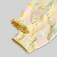 Girls Yellow Allover Smiley Printed Crop Top With Pants Co-ord Sets Sets