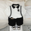 Boys White Side Striped Short Sleeves Polo T-Shirt With Shorts Set 2 pc. Sets White 1-2 Y