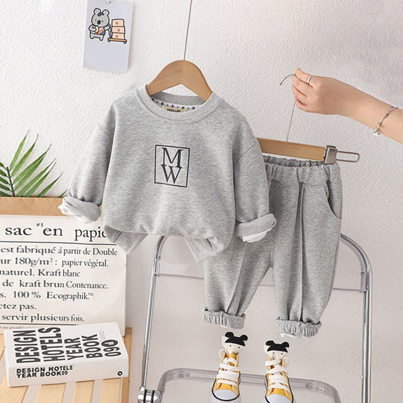 Boys Sweatshirt with Joggers Set-452062 Winterwear Sets Grey 1-2 Y