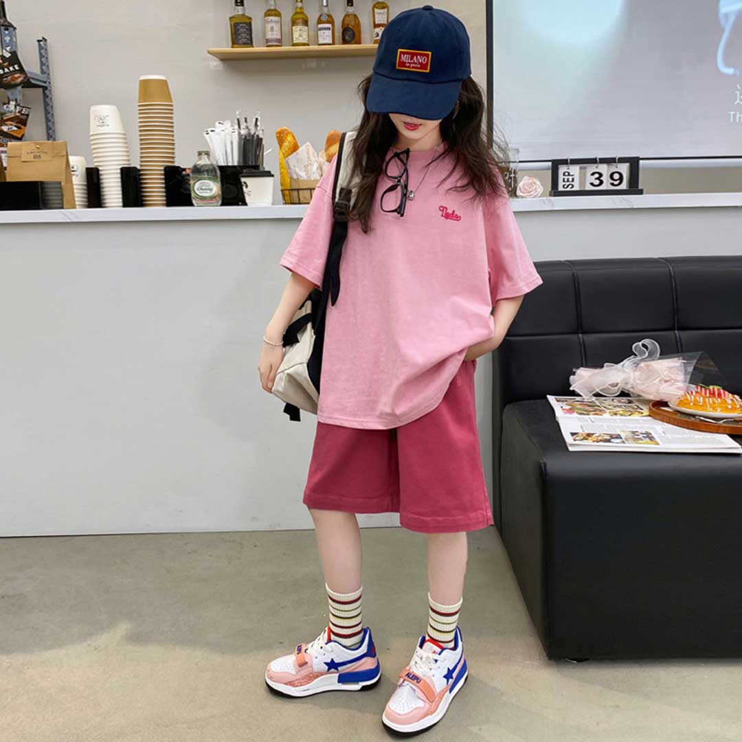 Girls Short Sleeve T-Shirt With Shorts Set Sets   