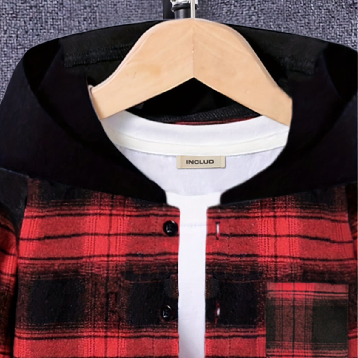 Boys Red Checked Hooded Shirt With Denim Trousers Sets 2 pc. Sets