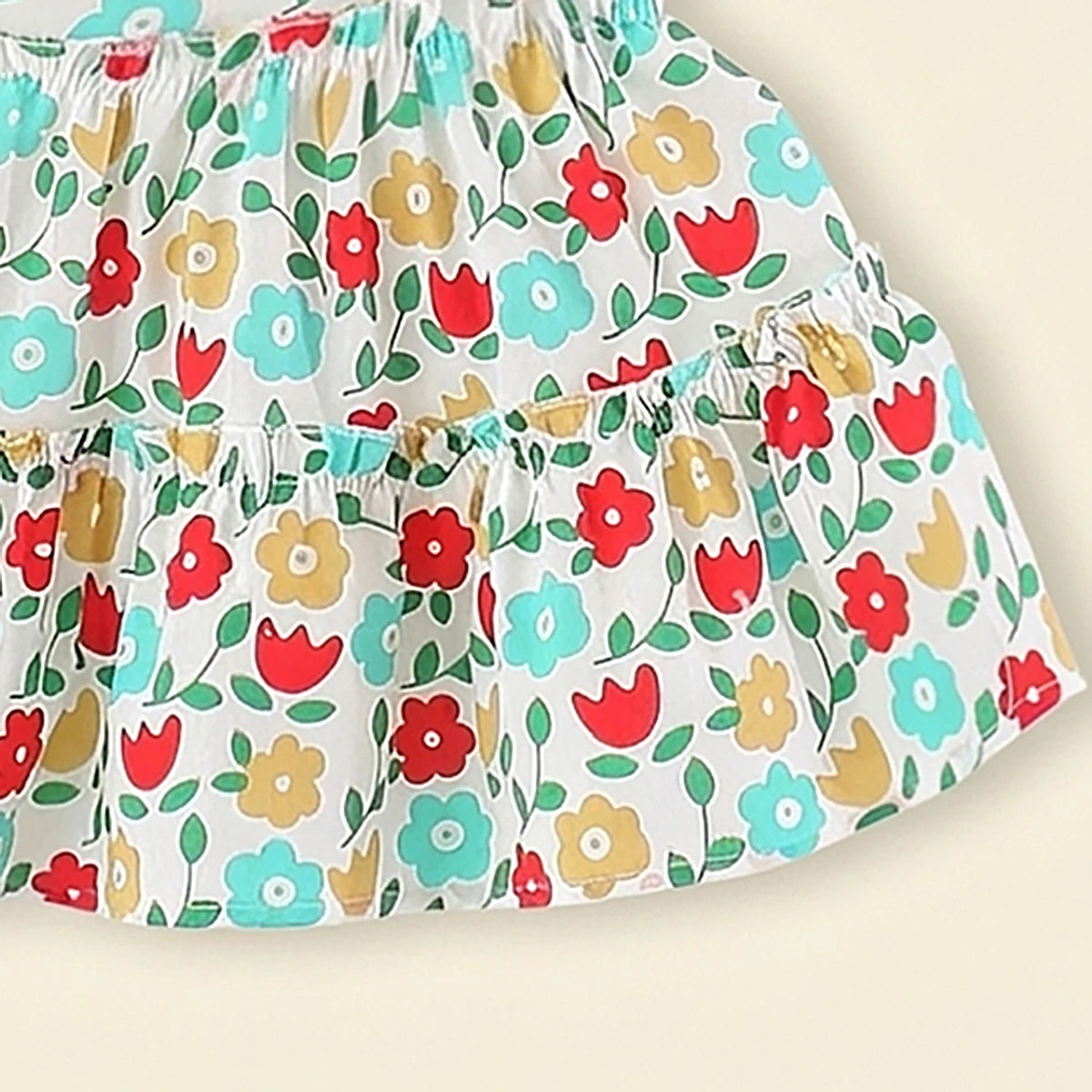 Girls Multicolor Floral Print Fit & Flare Tiered Dress Casual Dresses