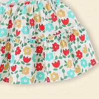 Girls Multicolor Floral Print Fit & Flare Tiered Dress Casual Dresses