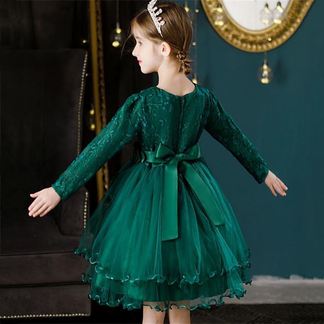 Girls Embroidered Knee Length Tutu Dress Party Dresses   