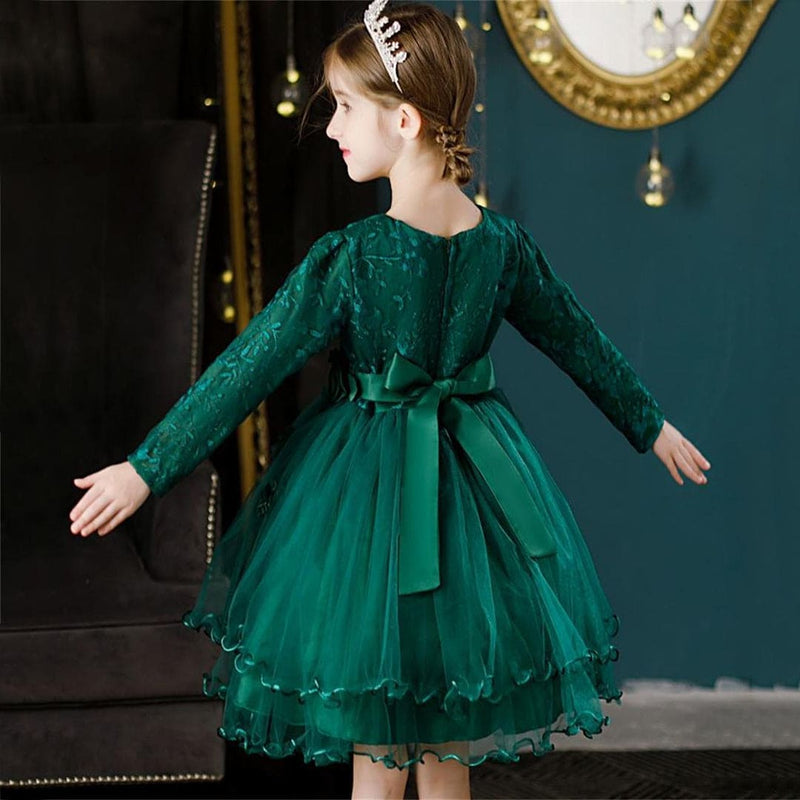 Girls Embroidered Knee Length Tutu Dress Party Dresses   