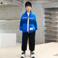 Boys Royal Blue Printed Front Open Sweatshirt With Pants Sets 2 pc. Sets Royal Blue 5-6 Y