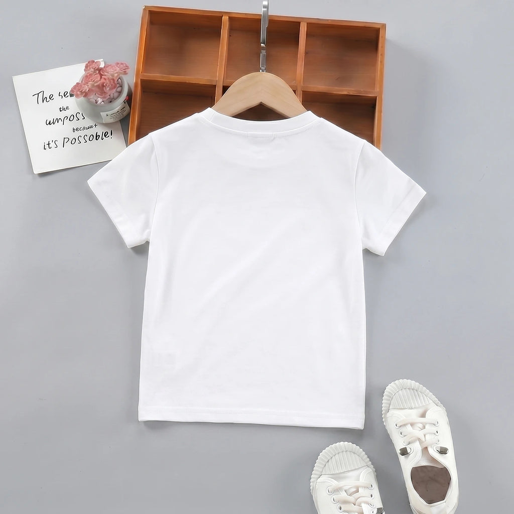 Girls White Panda Print Short Sleeve T-Shirt Tshirts