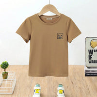 Boys Brown Graphic Short Sleeves T-Shirt Tshirts Brown 3-4 Y