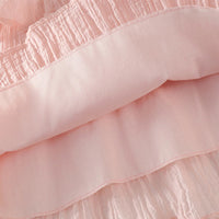 Girls Light Pink Sleeveless Layered Dress With Embellished Neckline Casual Dresses