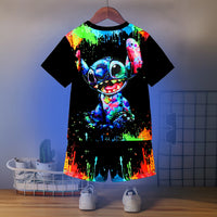 Boys Black Cartoon Character Printed Short Sleeve T-Shirt With Shorts Sets 2 pc. Sets