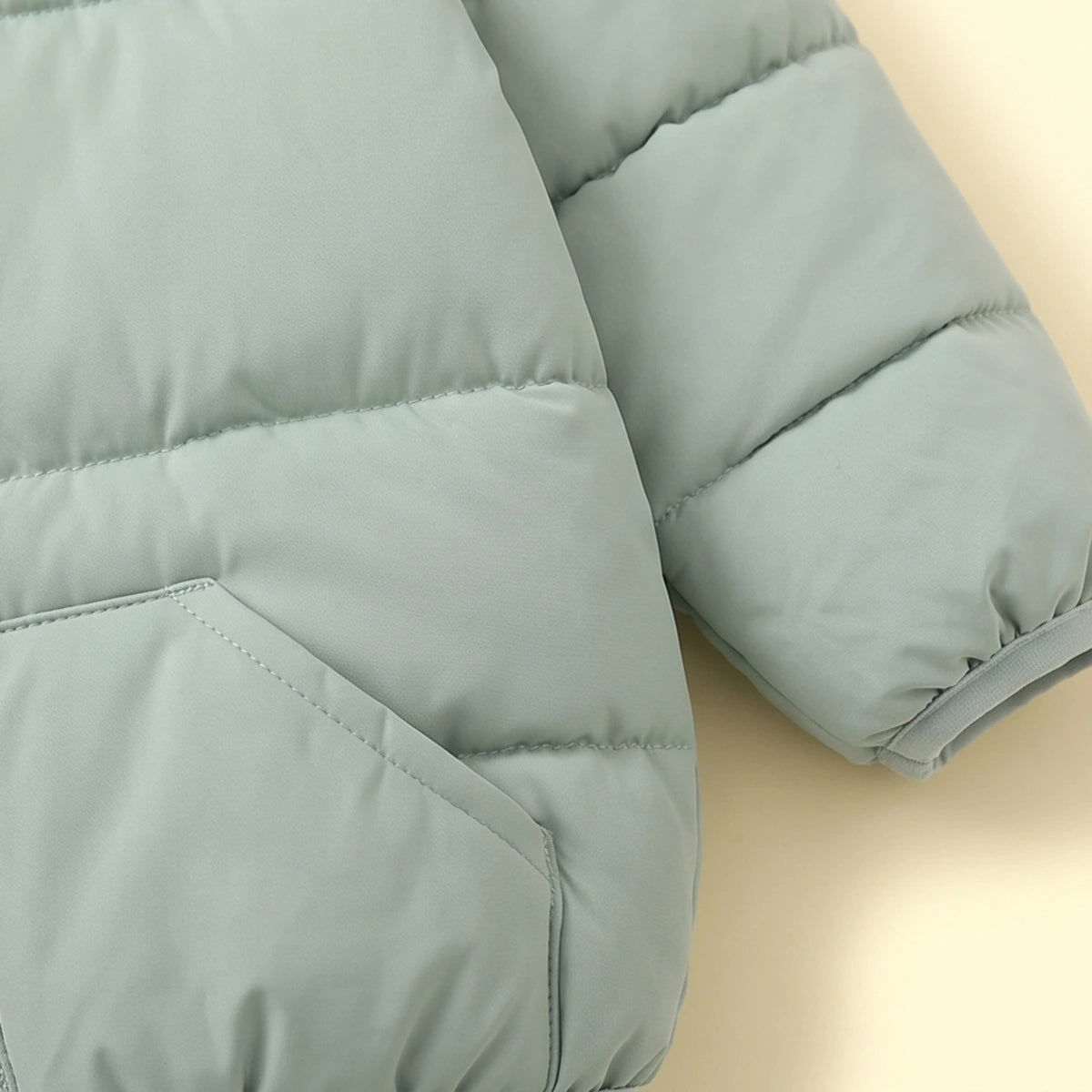 Boys Sage Green Bear Ear On Hood Quilted Zip-up Jacket Coats & Jackets