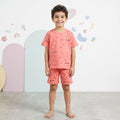 Boys Peach Typographic Short Sleeve T-Shirt With Elasticated Shorts Sets Sets Peach 6-9 M