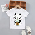 Girls White Panda Print Short Sleeve T-Shirt Tshirts White 1-2 Y