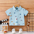 Boys Sky Blue Short Sleeve Car Printed Polo T-Shirt Tshirts Sky Blue 1-2 Y