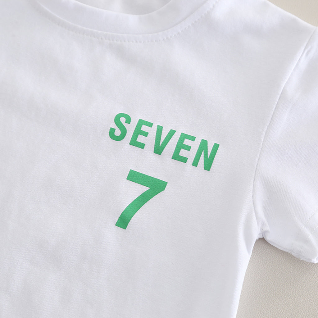 Boys Printed Short Sleeves T-Shirt With Green Shorts And Bag Pack Set 3 pc. Sets