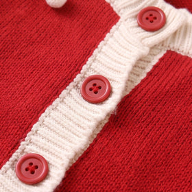 Girls Red Applique Long Sleeve Cardigan Sweaters & Cardigans