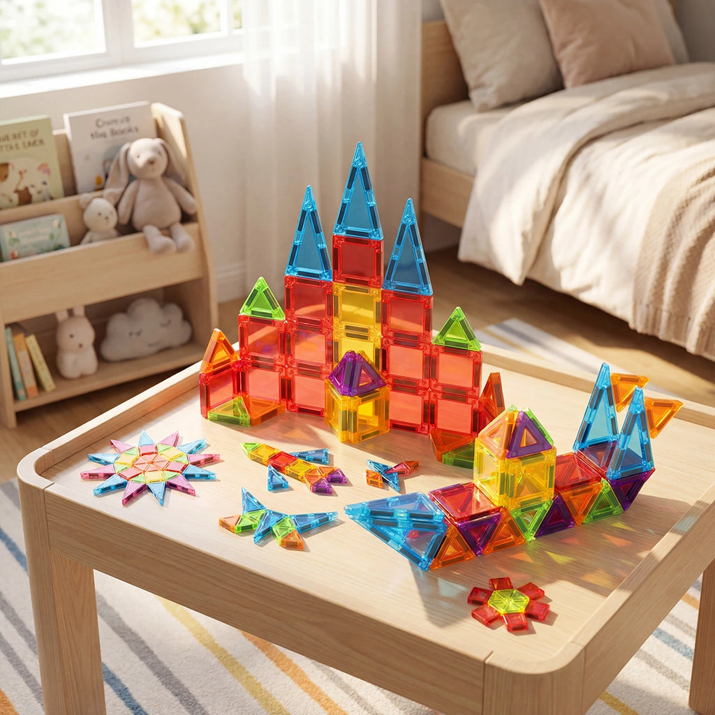 26 Pieces - Mini Magnetic Tiles Travel Set Trending Accessories Blue Onesize