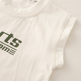 Boys Green Striped Short Sleeves Shirt With T-Shirt And Shorts Set Sets