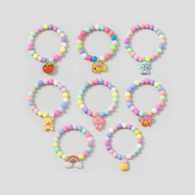 Pack Of 8 Girls Multicolour Beads Bracelet Sets Bracelet Multicolor Onesize