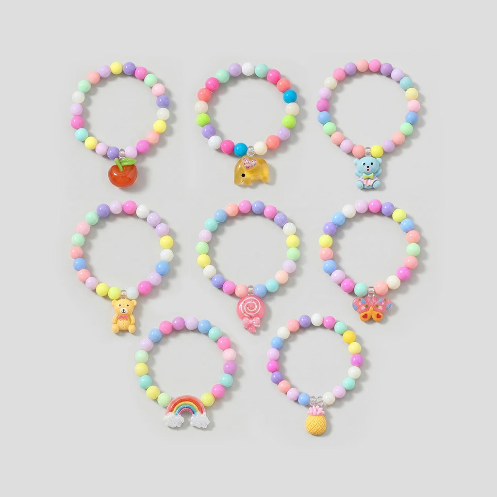 Pack Of 8 Girls Multicolour Beads Bracelet Sets Bracelet Multicolor Onesize
