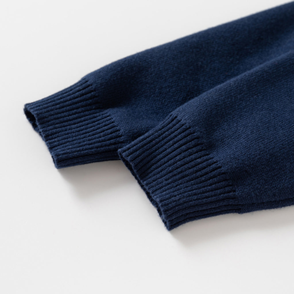 Boys Navy Blue Cardigan With Self-design Teddy Patterns Sweaters & Cardigans