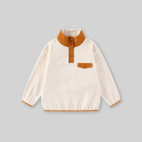 Girls Apricot Solid Pullover Sweatshirt Sweatshirts & Hoodies