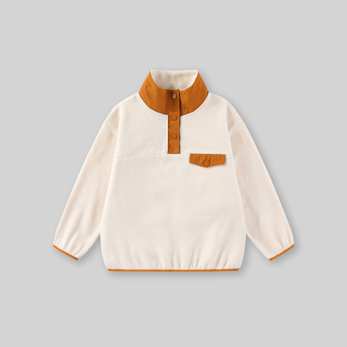 Girls Apricot Solid Pullover Sweatshirt Sweatshirts & Hoodies