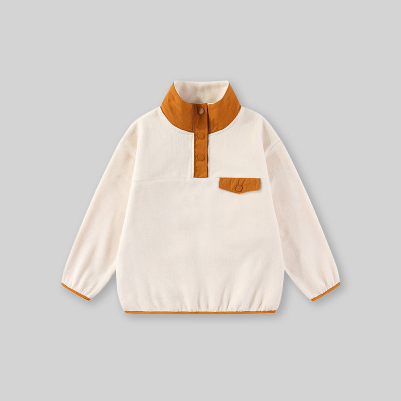 Girls Apricot Solid Pullover Sweatshirt Sweatshirts & Hoodies