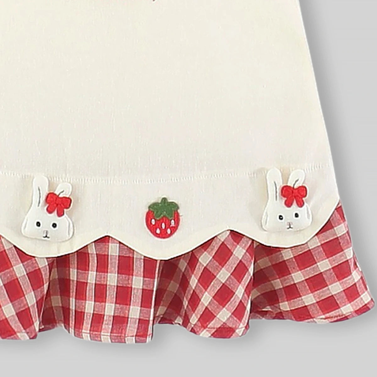 Girls Off White Strawberry Embroidered Sleeveless A-line Dress Casual Dresses