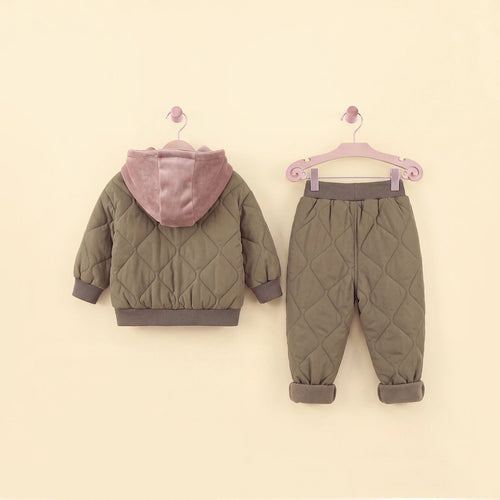 Boys Green Self-Design Jacket With Trouser Sets 2 pc. Sets