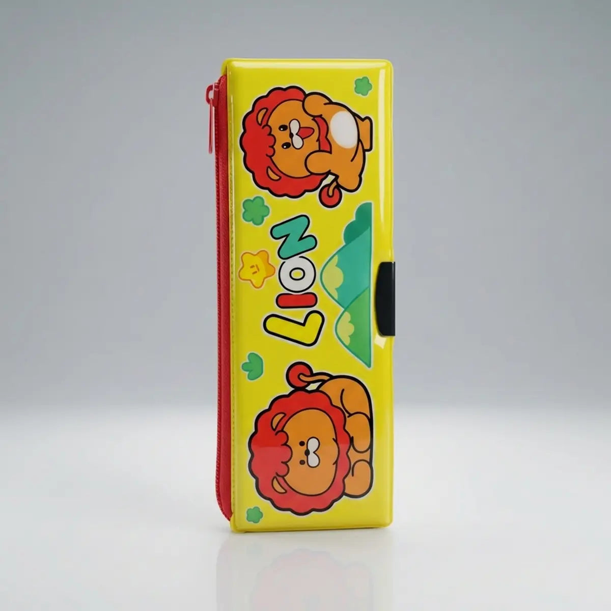 Lion Cartoon Magnetic Pencil Box with Built-in Sharpener Trending Accessories Yellow Onesize