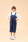 Girls Pullover with Denim Dungaree Set Sets White 1-2 Y