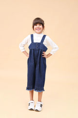 Girls Pullover with Denim Dungaree Set
