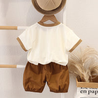Boys Camel Brown Elephant Graphic Short Sleeve T-Shirt With Shorts Sets 2 pc. Sets
