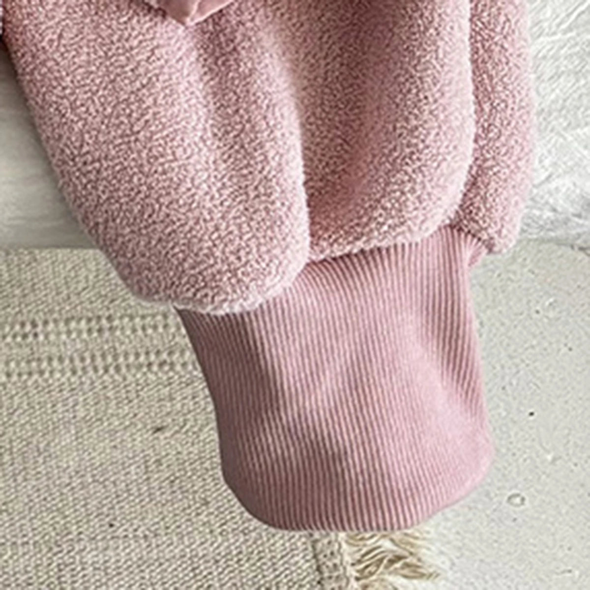 Girls Pink Fleece Jacket With Jogger Co-ord Sets Sets