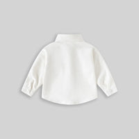 Boys White Textured Long Sleeve Shirt with Pocket Shirts