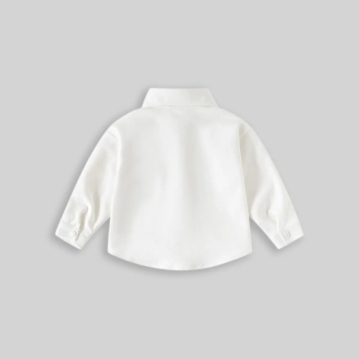 Boys White Textured Long Sleeve Shirt with Pocket Shirts