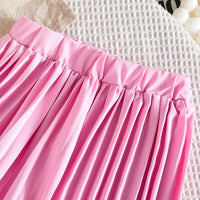 Girls Pink Applique Embroidered Top With Pleated Pants Sets Sets