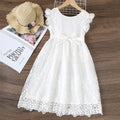 Girls White Sleeveless Fit & Flare Embroidered Dress Casual Dresses White 2-3 Y