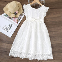 Girls White Sleeveless Fit & Flare Embroidered Dress Casual Dresses White 2-3 Y